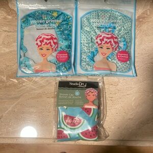 Shower Caps Woven Printed set of three (3)
